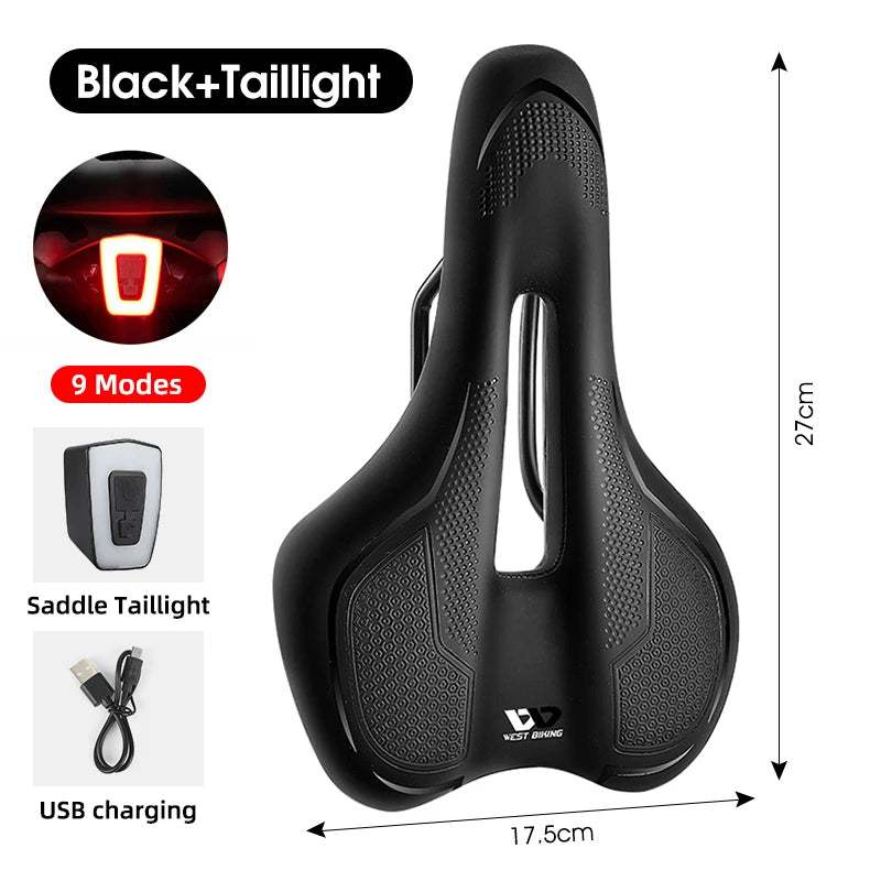 West Biking Thicken Saddle With Taillight