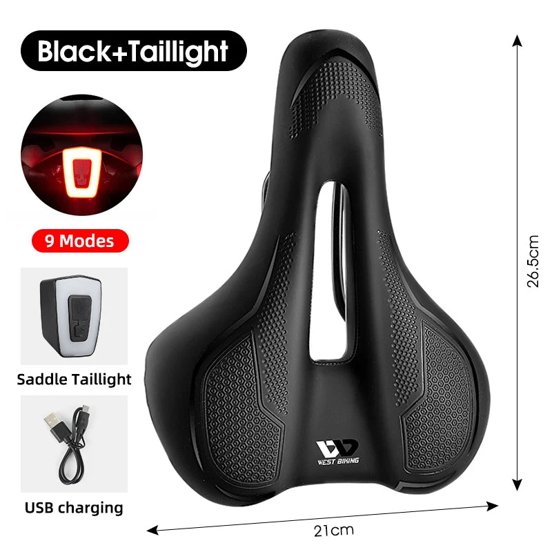 West Biking Thicken Saddle With Taillight