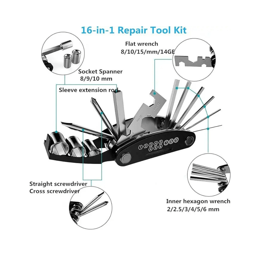 Bike Tool Kit Accessories with Pump and Saddle Bag